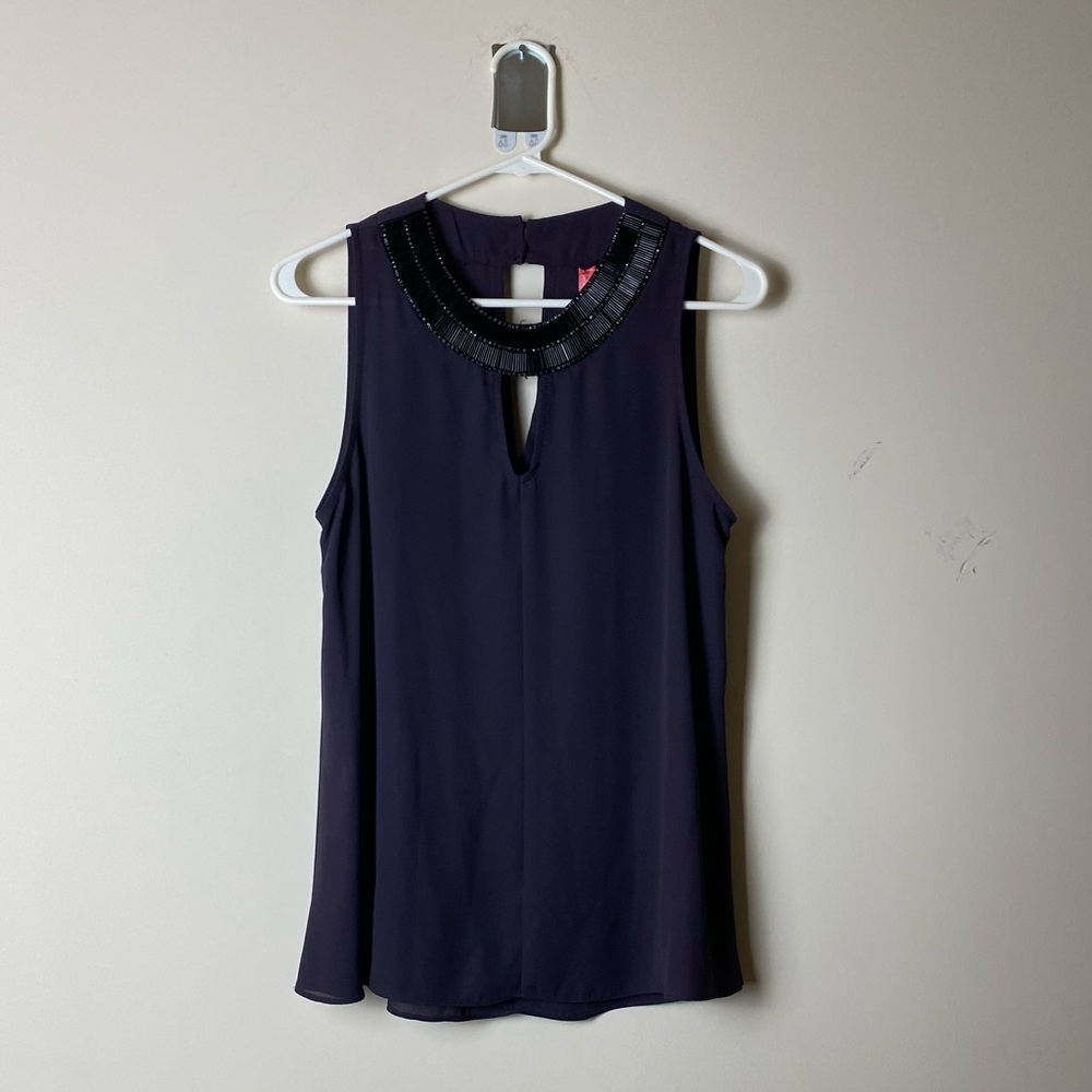 Eight Sixty Wally Beaded Collar Keyhole Blouse